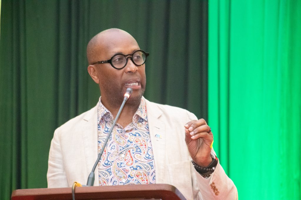 Dr. Gitahi gives his acceptance speech after winning the NGO Awards CEO of the year.