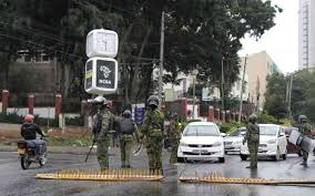 Police barricade a section of the CBD on Monday in a bid to prevent the protesters from accessing the city center. Credit | Techpression