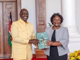 President William Ruto and Dr. Nancy Baraza during the presentation of the Technical Working Group on Femicide in Kenya. Credit | State House